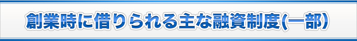 創業時に借りられる主な融資制度(一部）